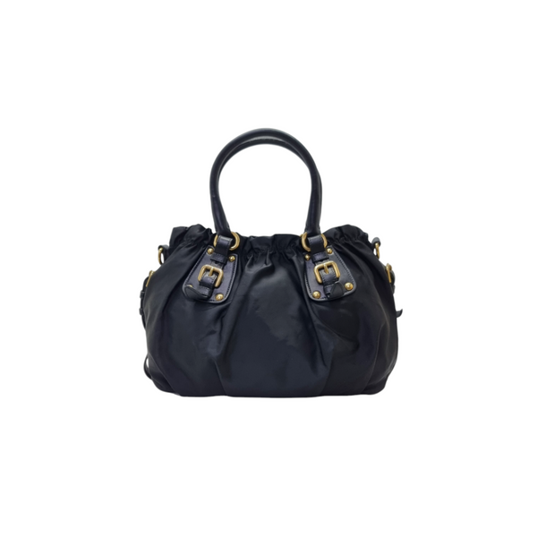 Prada BR4259 Nylon Jacquard Logo Tote Ghw (Black)