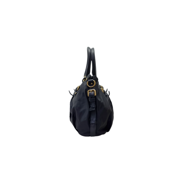 Prada BR4259 Nylon Jacquard Logo Tote Ghw (Black)