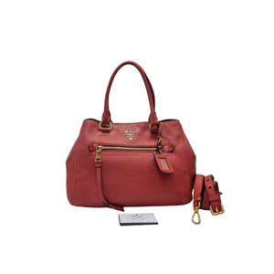 Prada 1BG044 Vitello Phenix Leather Tote Ghw (Rossa/Red)