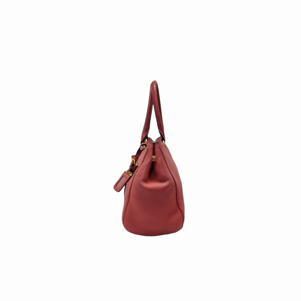 Prada 1BG044 Vitello Phenix Leather Tote Ghw (Rossa/Red)