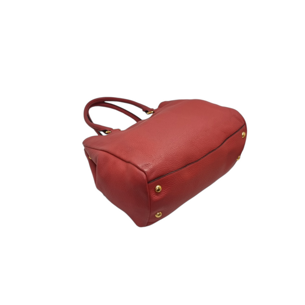 Prada 1BG044 Vitello Phenix Leather Tote Ghw (Rossa/Red)