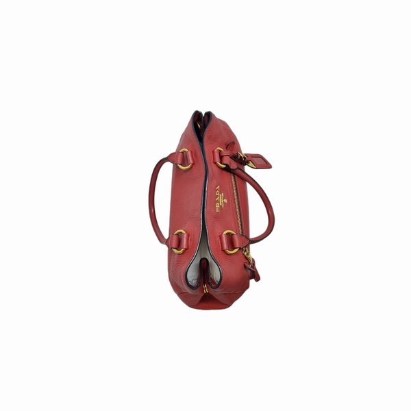 Prada 1BG044 Vitello Phenix Leather Tote Ghw (Rossa/Red)