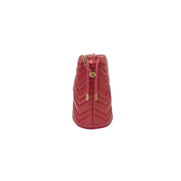 Gucci GG Marmont Matelasse Mini Bucket Bag Ghw (Red)