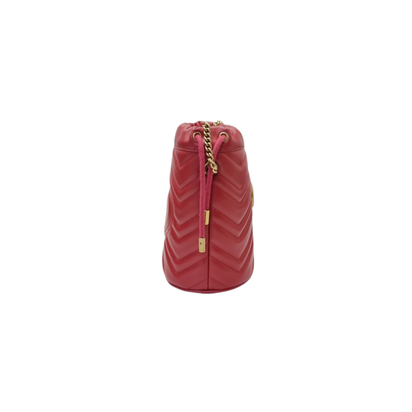 Gucci GG Marmont Matelasse Mini Bucket Bag Ghw (Red)