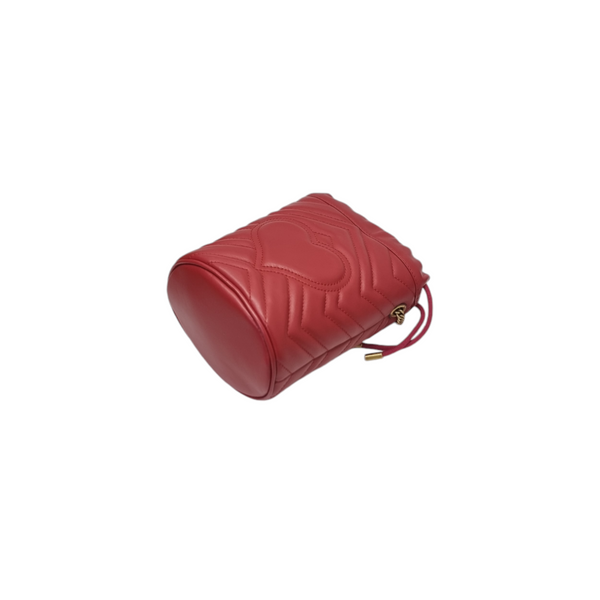 Gucci GG Marmont Matelasse Mini Bucket Bag Ghw (Red)