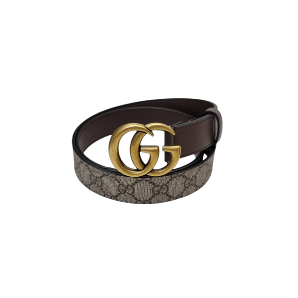 Gucci Belt GG Supreme Canvas Leather Ghw (Beige/Brown)