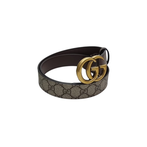 Gucci Belt GG Supreme Canvas Leather Ghw (Beige/Brown)