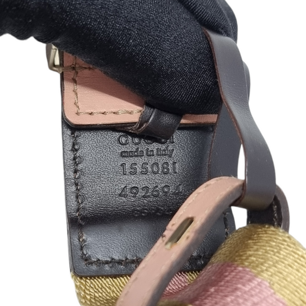 Gucci Vintage Interlocking Canvas Belt Ghw (Beige/Pink)