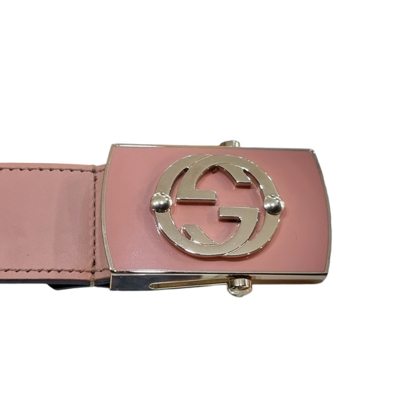 Gucci Vintage Interlocking Canvas Belt Ghw (Beige/Pink)