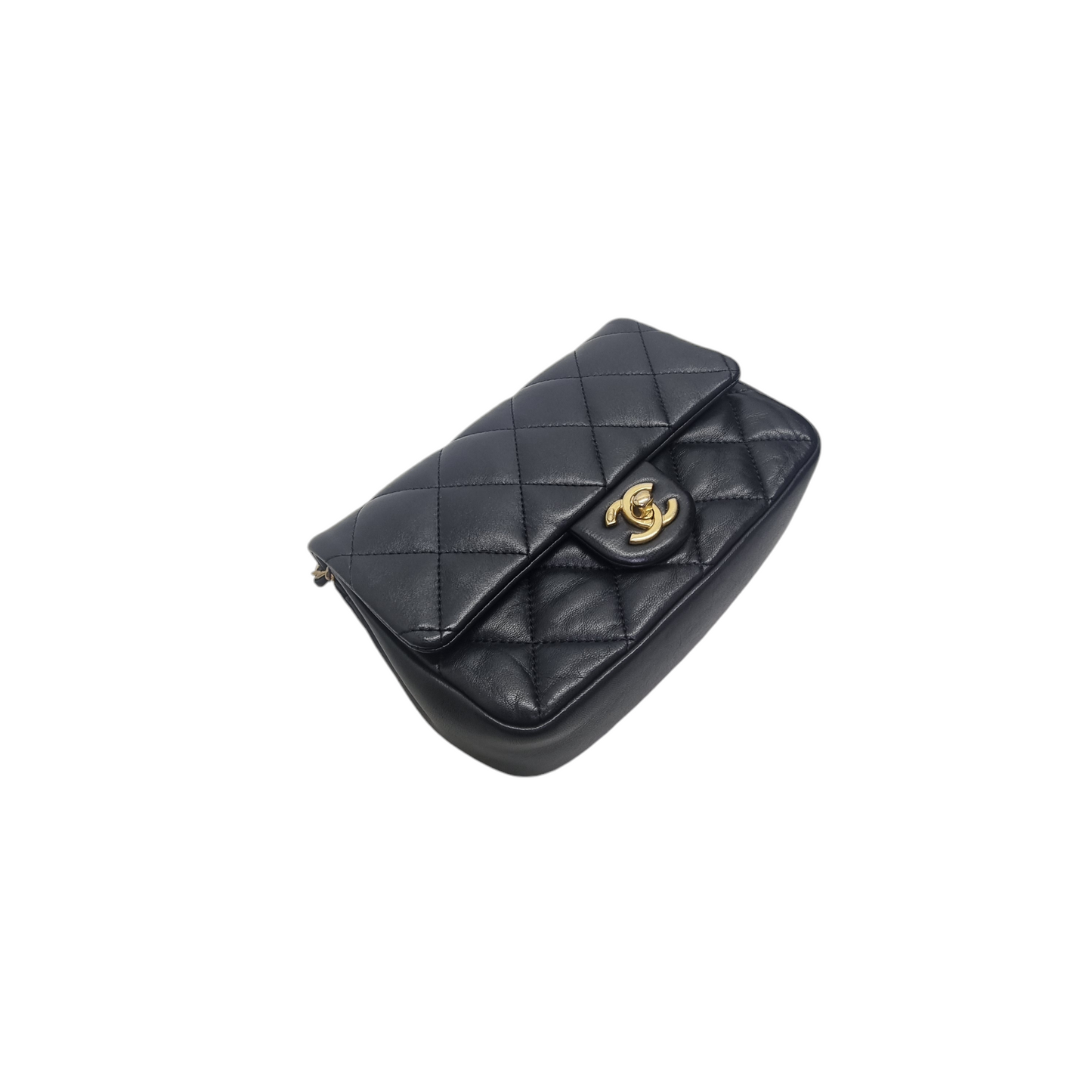 Chanel 22B Small Flap Bag with Heart Charms Lambskin Aged Gold Hw (Black)
