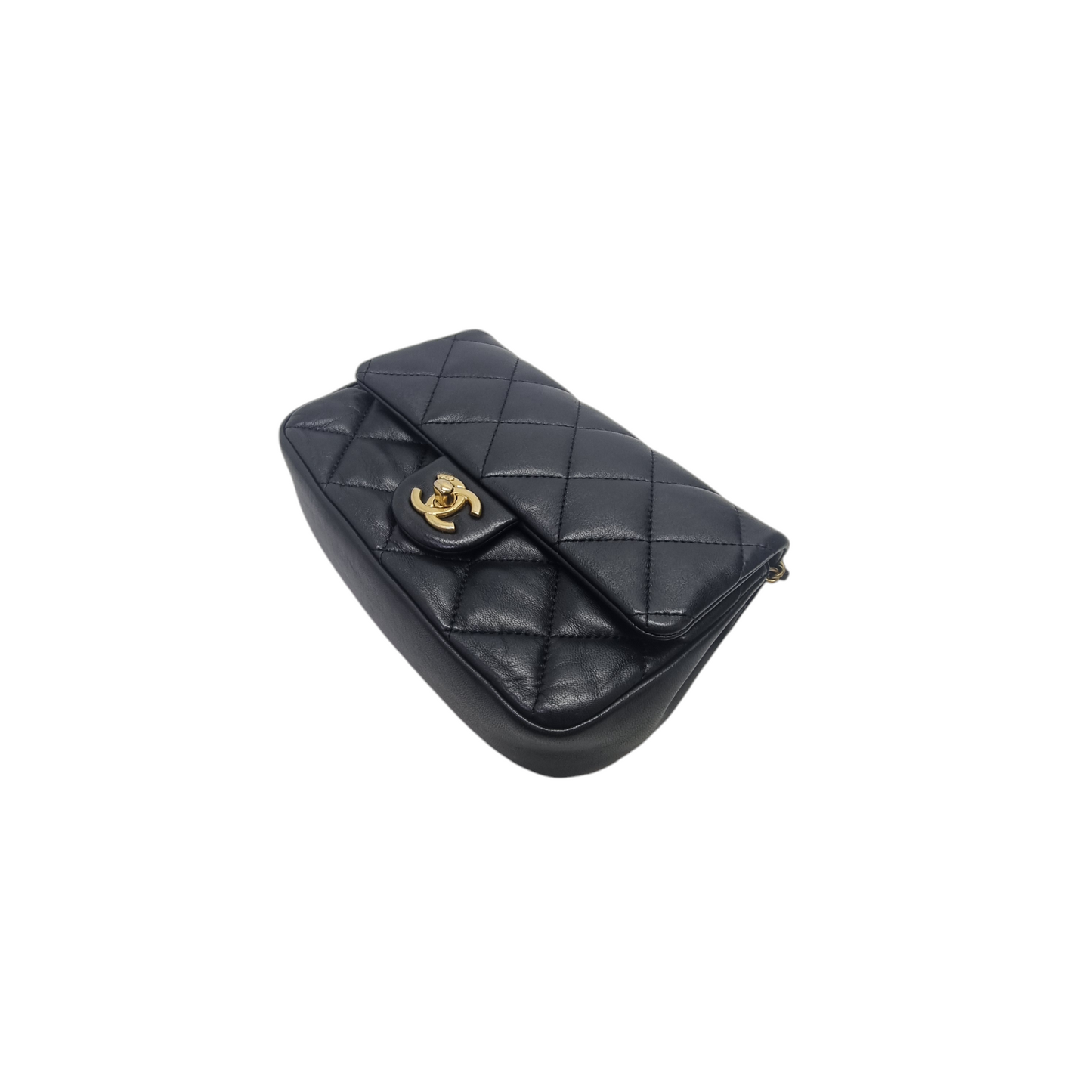 Chanel 22B Small Flap Bag with Heart Charms Lambskin Aged Gold Hw (Black)