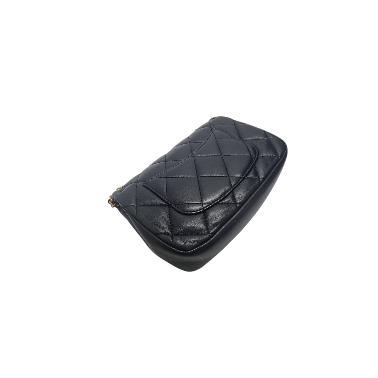 Chanel 22B Small Flap Bag with Heart Charms Lambskin Aged Gold Hw (Black)