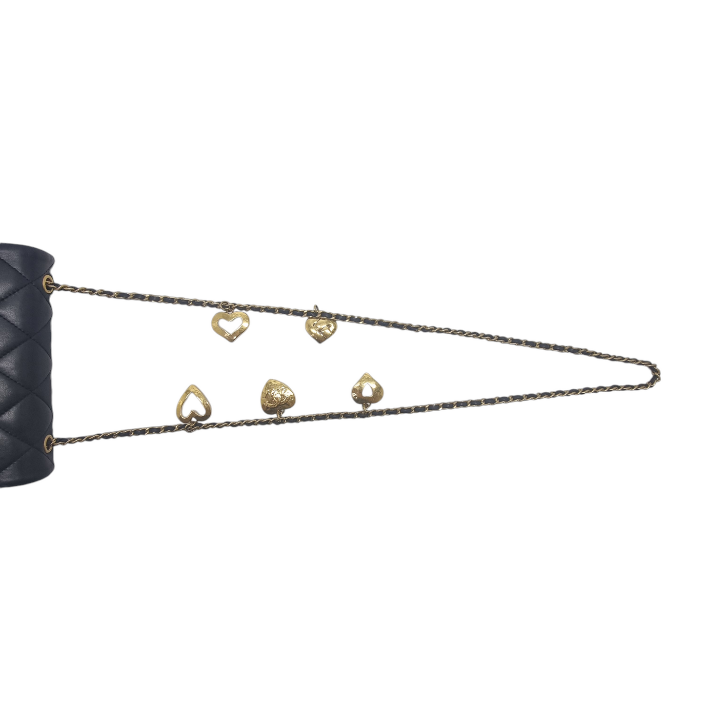 Chanel 22B Small Flap Bag with Heart Charms Lambskin Aged Gold Hw (Black)