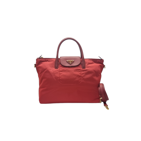 Prada BN2106 Nylon Tote Bag Ghw (Red)