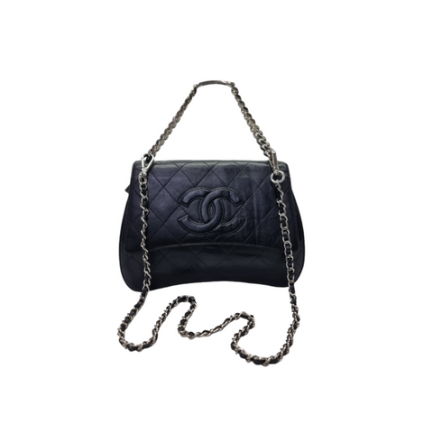 Chanel Vintage ID Bracelet Quilted Bag Lambskin Shw (Black)