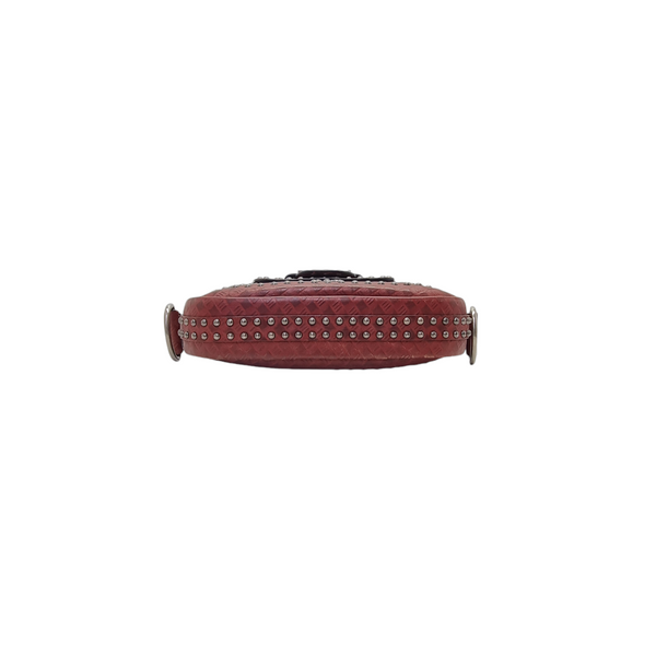 Christian Dior Studded D-Fence Leather Crossbody Shw (Burgundy)