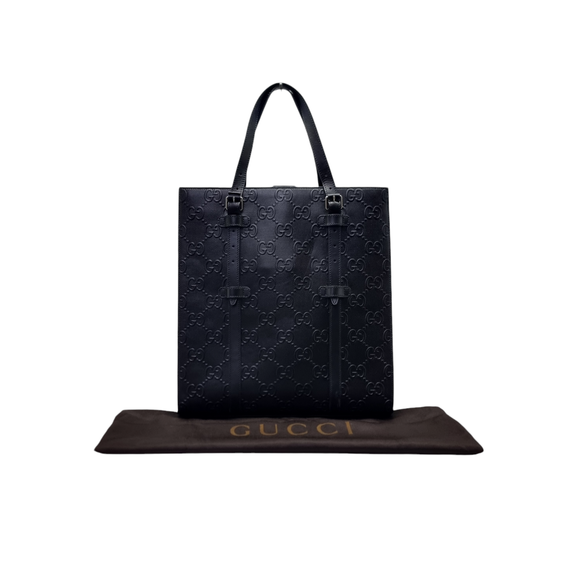 Gucci GG Embossed Leather Document Bag Shw (Black)