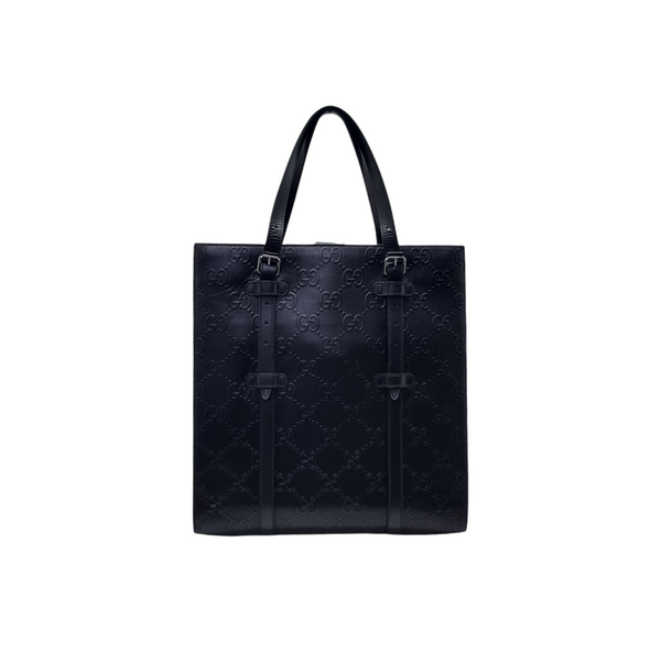 Gucci GG Embossed Leather Document Bag Shw (Black)