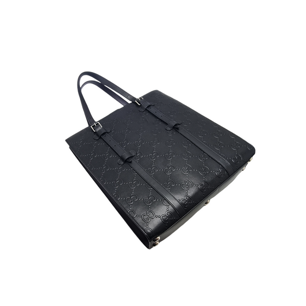 Gucci GG Embossed Leather Document Bag Shw (Black)