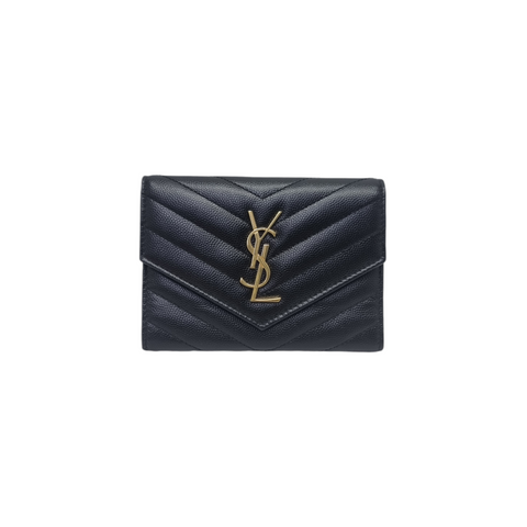 YSL Passport Holder Leather Ghw (Black)