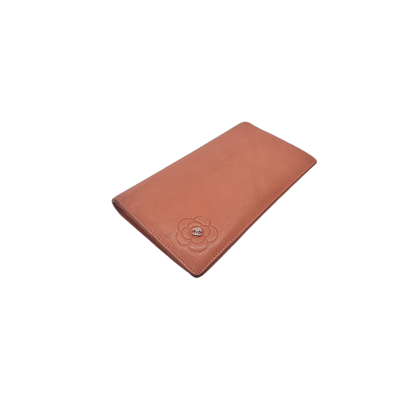 Chanel Camelia Bifold Wallet Calfskin Shw (Peach)