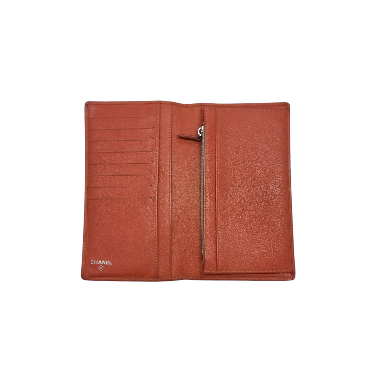 Chanel Camelia Bifold Wallet Calfskin Shw (Peach)