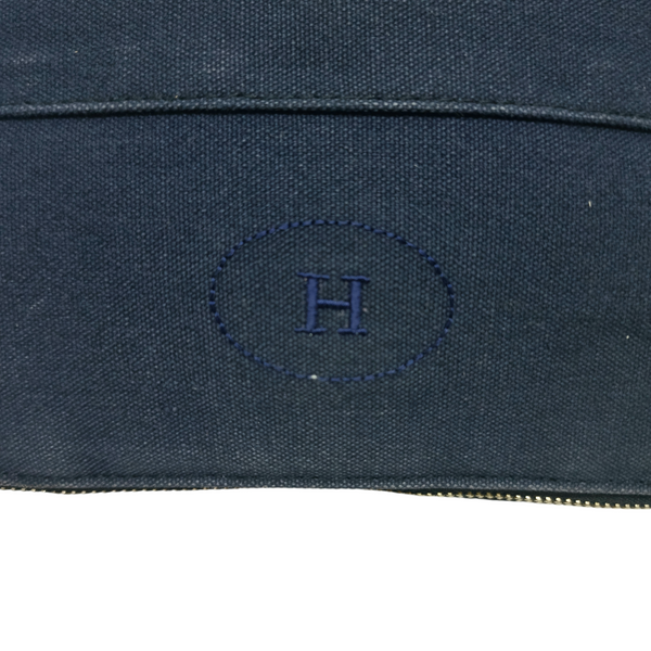 Hermes Canvas Bolide Case Meduim Shw (Navy Blue)