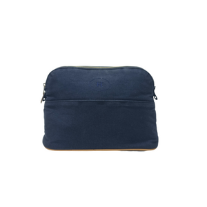 Hermes Canvas Bolide Case Meduim Shw (Navy Blue)