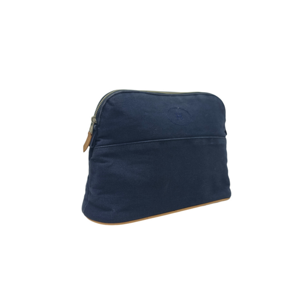 Hermes Canvas Bolide Case Meduim Shw (Navy Blue)