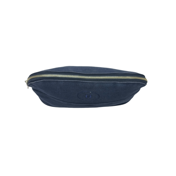 Hermes Canvas Bolide Case Meduim Shw (Navy Blue)