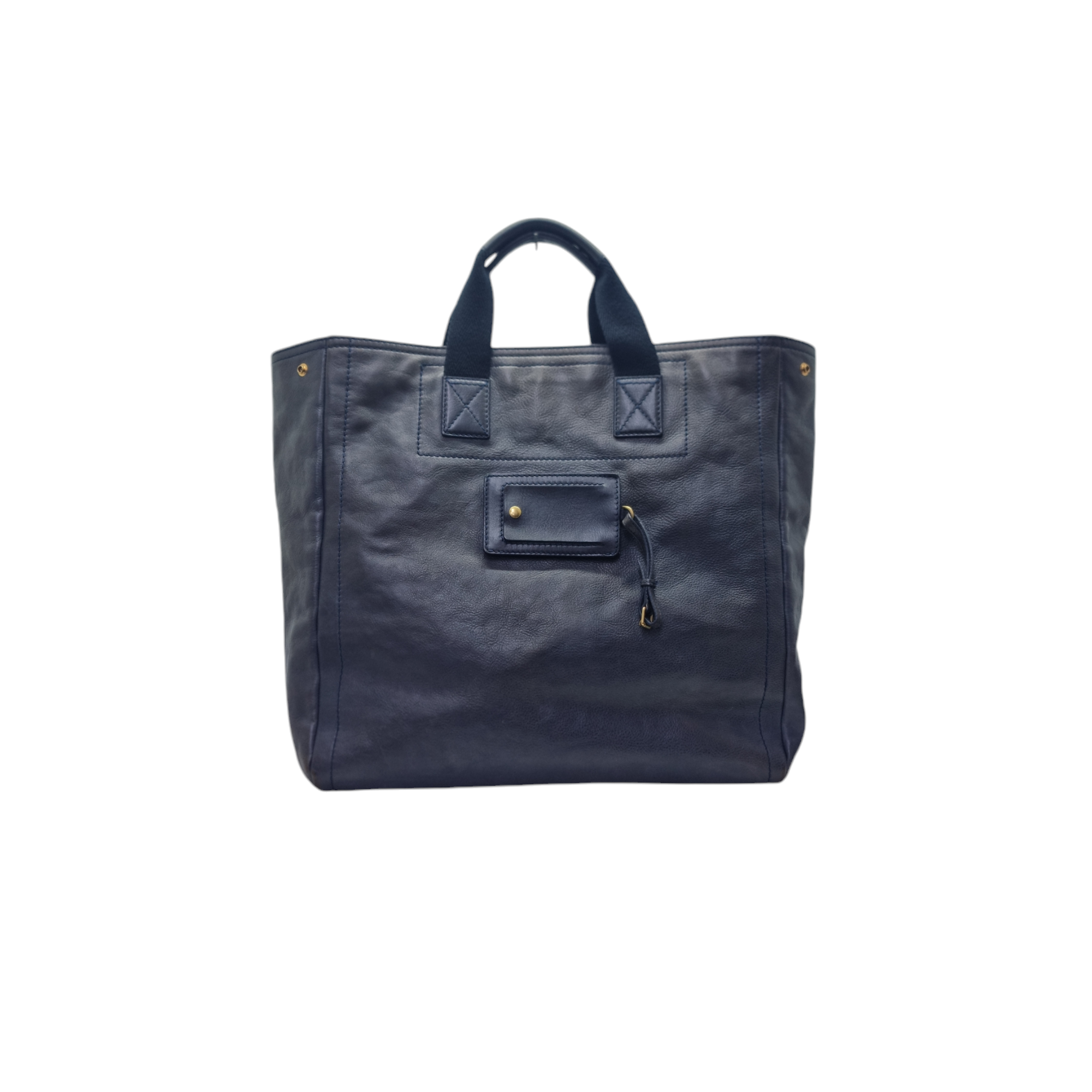 YSL Schwarz Leather Document Bag Ghw (Navy Blue)