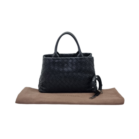 Bottega Veneta New Roma Intrecciato Satchel Bag Shw (Black)