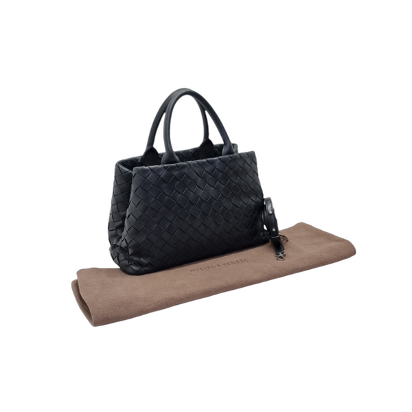 Bottega Veneta New Roma Intrecciato Satchel Bag Shw (Black)