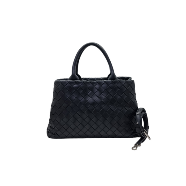 Bottega Veneta New Roma Intrecciato Satchel Bag Shw (Black)