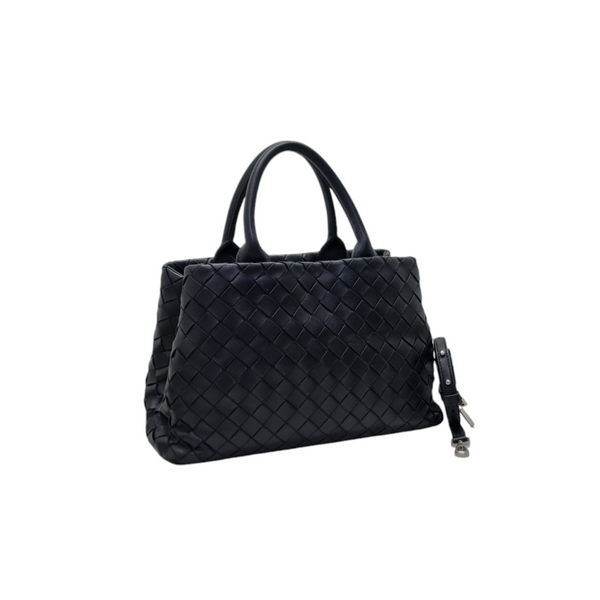 Bottega Veneta New Roma Intrecciato Satchel Bag Shw (Black)