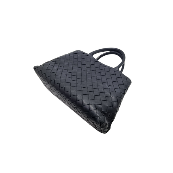 Bottega Veneta New Roma Intrecciato Satchel Bag Shw (Black)