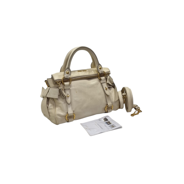 Miu Miu Bow Leather Satchel Ghw (Bianco/Ivory)