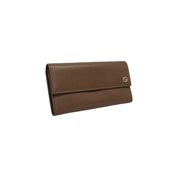 Gucci GG Interlocking Leather Long Wallet (Brown)