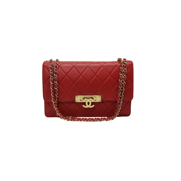 Chanel Golden Class  Flap Bag Leather Ghw (Red)