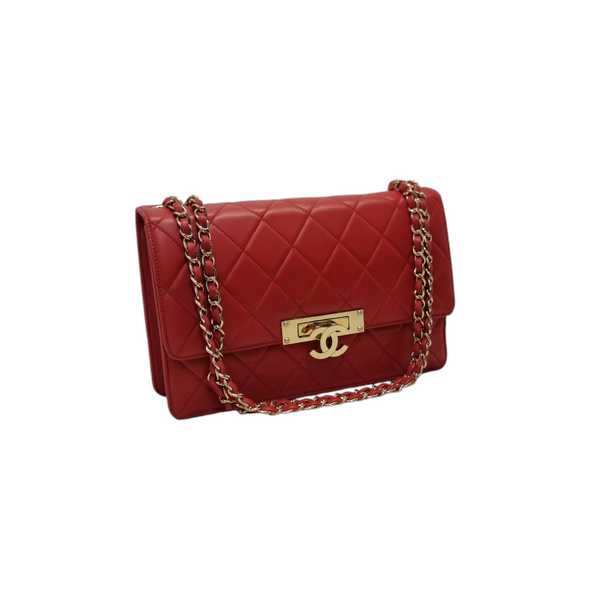 Chanel Golden Class  Flap Bag Leather Ghw (Red)