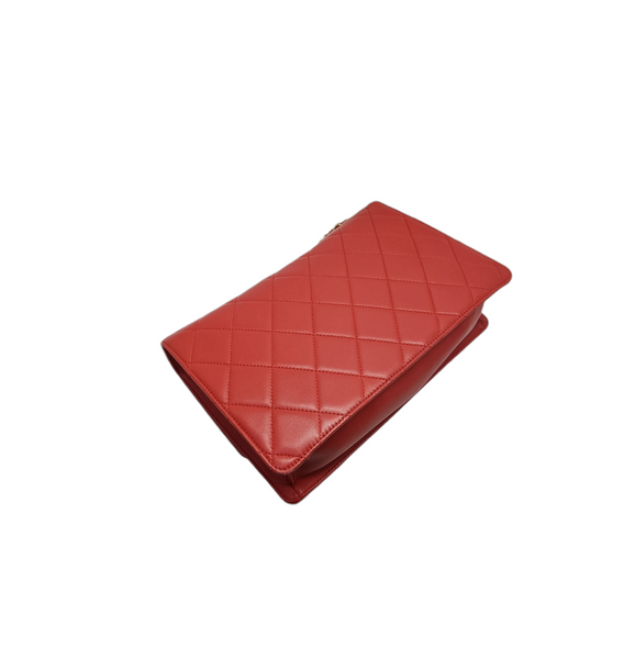 Chanel Golden Class  Flap Bag Leather Ghw (Red)