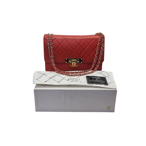 Chanel Golden Class  Flap Bag Leather Ghw (Red)