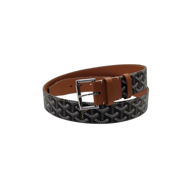 Goyard Florida Belt Clamecy Cowhide & Goyardine Canvas Palladium Hw (Green/Brown)