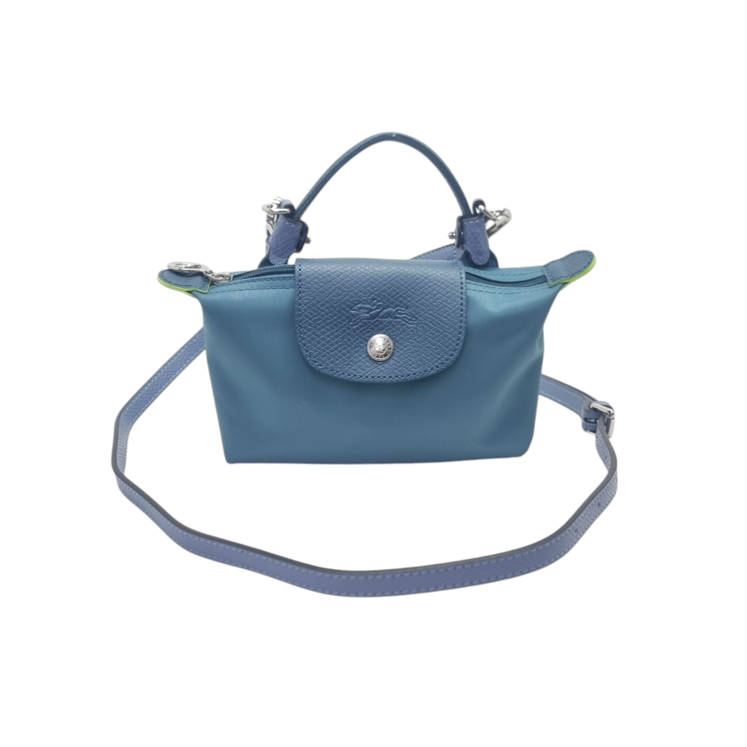 Longchamp Le Pliage Green Recycled Canvas Pouch With Handle Shw (Blue)