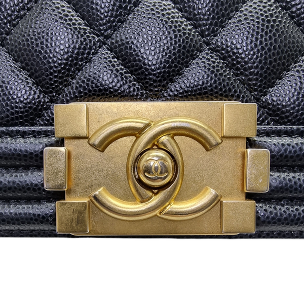 Chanel Boy Old Medium Lambskin Antique Gold Hw (Black)