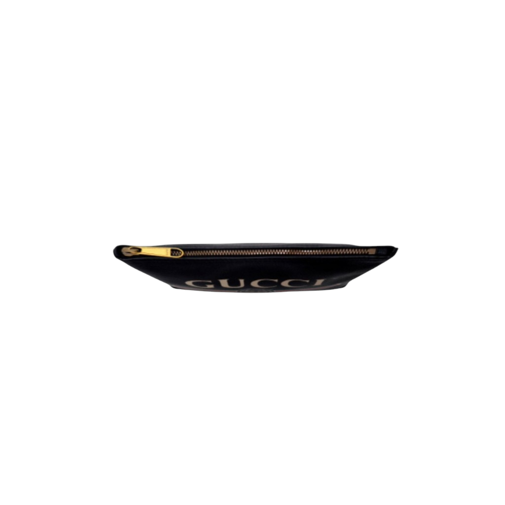 Gucci Print Leather Pouch Ghw (Black)