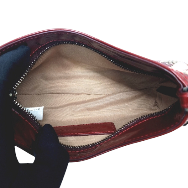 Burberry Pochette Nova Stars Mini Canvas Patent Leather Gunmetal Hw (Berry Red)