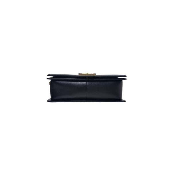 Chanel Boy Old Medium Lambskin Antique Gold Hw (Black)