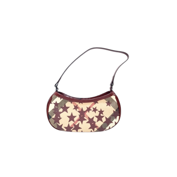 Burberry Pochette Nova Stars Mini Canvas Patent Leather Gunmetal Hw (Berry Red)