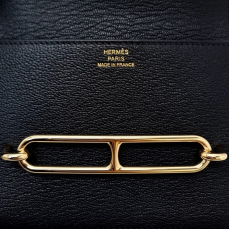 Hermes Roulis Slim Wallet Mysore Goatskin Permabrass Plated Hardware (Black)